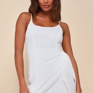 Lulu's White Ruched Spaghetti Strap Mini Dress